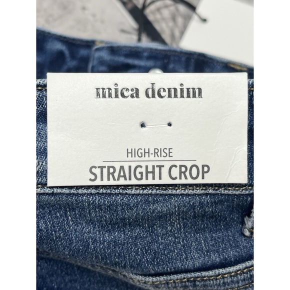 Mica Womens Denim High Rise Straight Crop Distressed Raw Frayed Sewn Hem 25 NWT - Picture 5 of 9